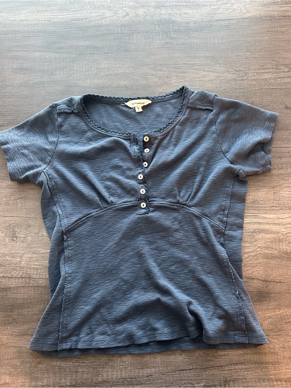 Lucky Brand Navy Short Sleeve Henley Top